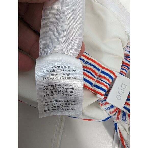 Onia Swim Bikini Leah Stripe Bottom Bandeau Stripe Top Red White Blue Medium - Picture 8 of 9